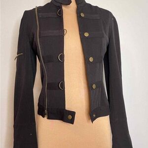 Walter Black Military hook front Jacket with Bronze tone hardware Accents 10